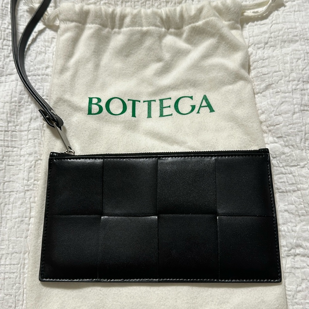 Black bottega Veneta wristlet